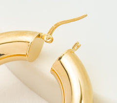 David Markstein Yellow Bronze 7.5mm Polished 1-1/2" Hoop Earrings