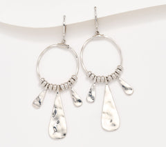 Susan Graver Silvertone Hammered Metal Statement Earrings, 2-1/2"