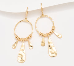 Susan Graver Goldtone Hammered Metal Statement Earrings, 2-1/2"