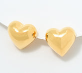 Silver Style Sterling Silver Gold Clad Bold Puffy Heart Stud Earrings