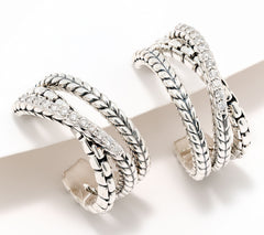JAI Sterling Silver & Diamond Crossover Hoop Earrings