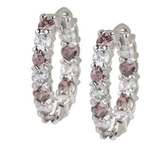 Epiphany Platinum Clad Diamonique Purple Huggie Hoop Earrings