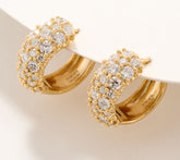 Fire Light Sterling Silver Goldclad Lab Grown Diamond Pave Huggie Hoop Earrings