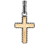 JAI Sterling Silver & 14K Hammered Cross Enhancer, 1-1/2"