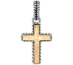 JAI Sterling Silver & 14K Hammered Cross Enhancer, 1-1/2"