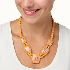 Jay King Orange and Red Spiny Oyster Shell Necklace 18"