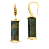Rarities Barrel Cut Labradorite and Champagne Diamond Drop Earrings