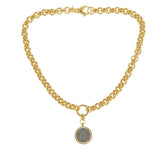 Bellezza 2 Lira Scarab Coin Bronze Drop Necklace, 18-1/4"