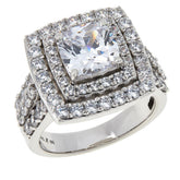 Robert Manse Cushion-Cut Halo Engagement Ring – Size 11 – 6.80ctw CZ in Sterling Silver