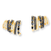 Rarities 22k Gold-Plated Sterling Silver Black Spinel Cuff Earrings, Pierced