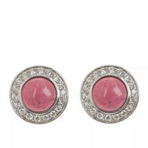 Colleen Lopez Silvertone Rhodolite & White Topaz Stud Earrings