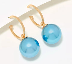 Joan Rivers Goldtone Hoop Earring w/ Removable Jumbo Blue Faux Pearl