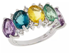 Colleen Lopez Sterling Silver "Colors of Fluorite" Ring. Size 7