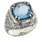 LiPaz Sterling Silver 4.5ctw Blue Topaz Ring, Size 10