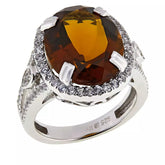 Colleen Lopez Sterling Silver Whiskey Quartz & White Topaz Ring Sz 5