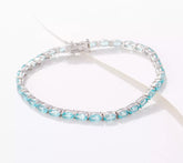 Generation Gems Sterling Silver Oval-Cut Blue Apatite Tennis Bracelet, Size 7-1/4"