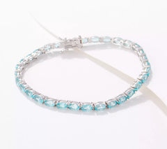 Generation Gems Sterling Silver Oval-Cut Blue Apatite Tennis Bracelet, Size 7-1/4"