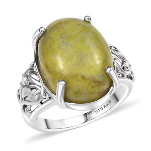 Karis Sterling Silver Connemara Marble Statement Ring, Size 6
