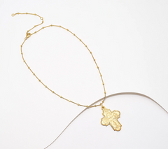 David Markstein Yellow Sterling Silver Scapular Cross Pendant with 16 + 4" Chain