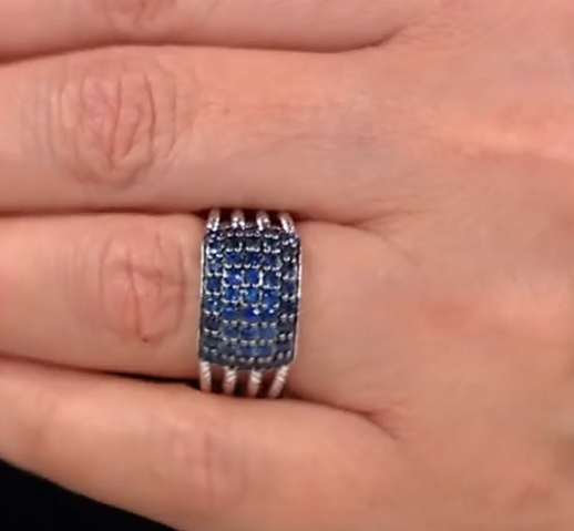 Colleen Lopez Sterling Silver Blue Sapphire Multi-Row Ring, Size 5