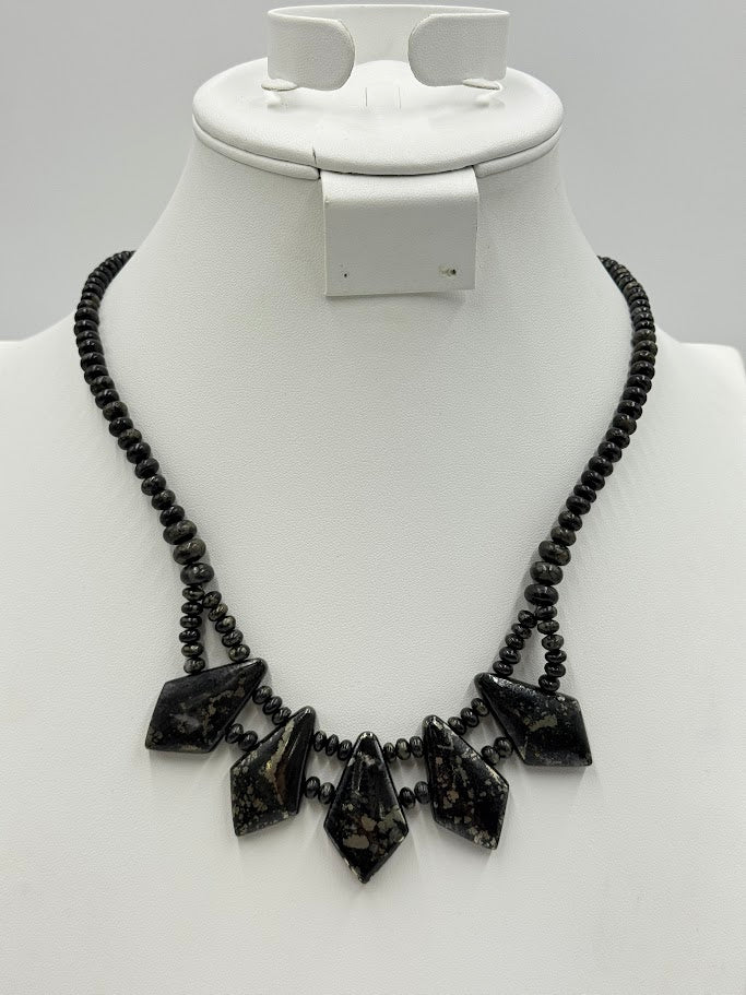 Jay King Sterling Silver Magnetite/Pyrite Beaded Station Necklace, 18"