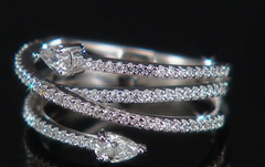 Absolute Sterling Silver Pear & Pave Multi-Band  Ring, Size 7