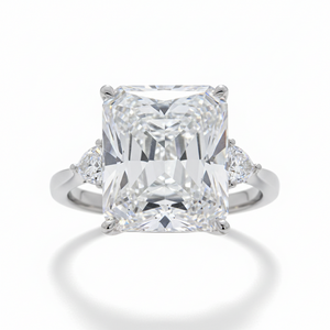 Absolute Sterling Silver Cubic Zirconia Triangular Sides 3Stone Ring, Size 5