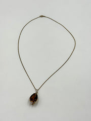 Rarities Fine Jewelry Sterling Silver Goldclad Cognac Quartz Pear Pendant Necklace 18”