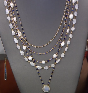 Joya Sterling Silver Goldclad Gemstone 5-Strand Beaded Necklace,  22"