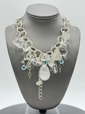 Deb Guyot Studio Sterling Silver Clear Quarts & Blue Topaz Necklace, 18"