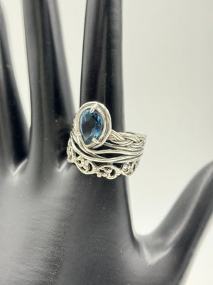 Or Paz Sterling Silver Pear Shaped London Blue Topaz Ring, Size 10