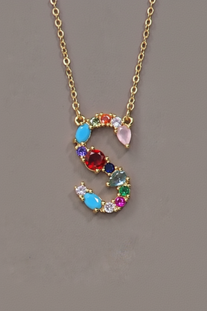 JK NY 18" Goldtone MultiColor Initial Pendant Necklace