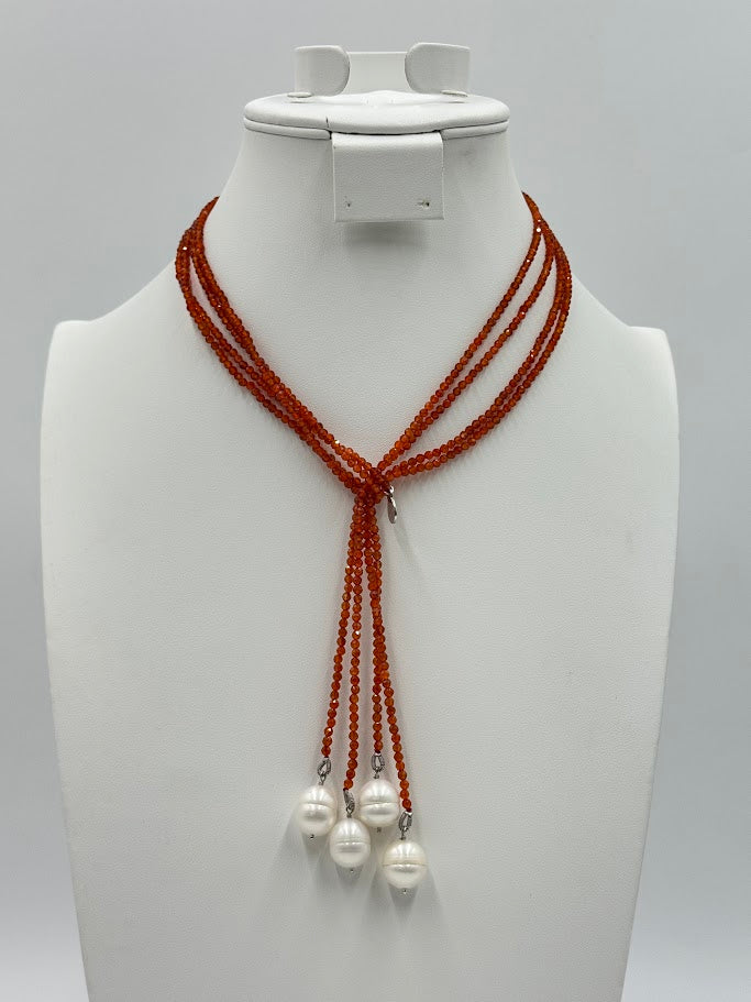 Colleen Lopez Sterling Silver Citrine & Pearl Beaded Lariat Necklace, 44"