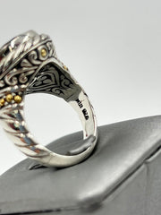 Bali RoManse Sterling Silver & 14k Accents Oval Prasiolite Twisted Cable Ring, size 9