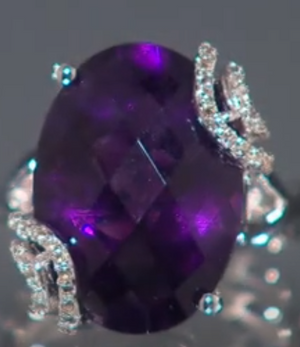 Colleen Lopez Sterling Silver 7.78ctw Amethyst & Topaz Solitaire Ring, Sz 7