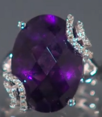 Colleen Lopez Sterling Silver 7.78ctw Amethyst & Topaz Solitaire Ring, Sz 7