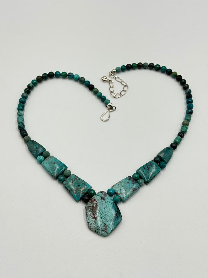 Jay King Sterling Silver Chrysocolla Station Necklace 18” | Artisan Southwestern Statement