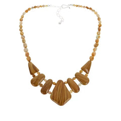 Jay King Picture Jasper & Java Lace Agate Beaded Statement Necklace. 18"