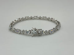 Absolute Sterling Silver Oval & Round Cluster Line Bracelet, 6" fit