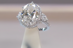 Absolute Sterling Silver Oval & Heart Sides 3Stone Ring, Size 7