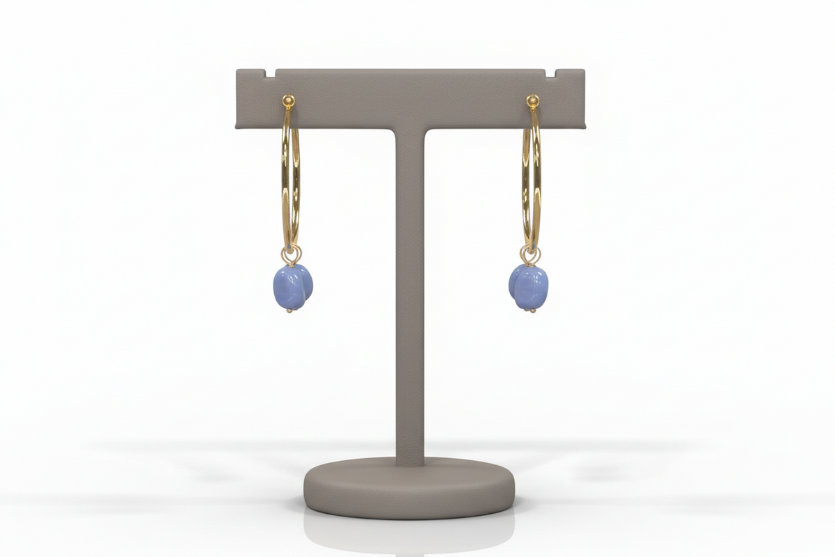 Connie Craig Carroll Jewelry Skylen Blue Opal Drop Hoop Earrings
