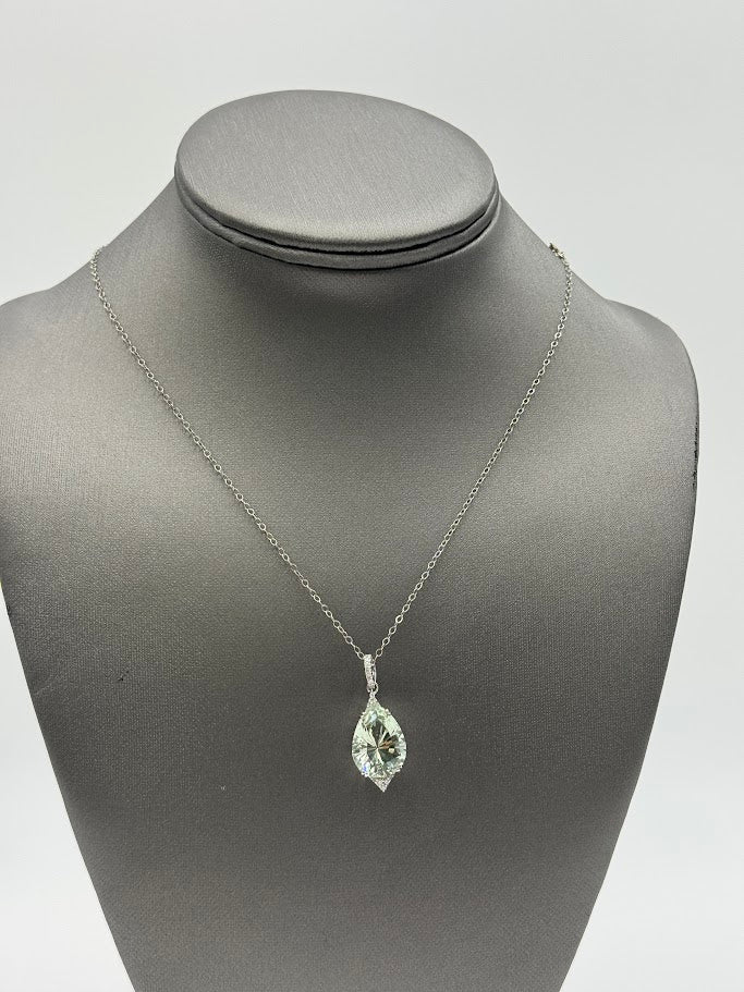 Rarities Sterling Silver Pear-shape Prasiolite Pendant Necklace, 18"