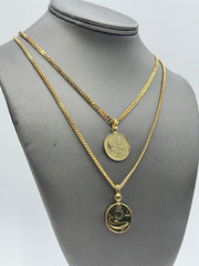 Bellezza Bronze 20 Lira Coin & Dolphin 5 Lira Coin 2-Row Necklace, 16"+2"