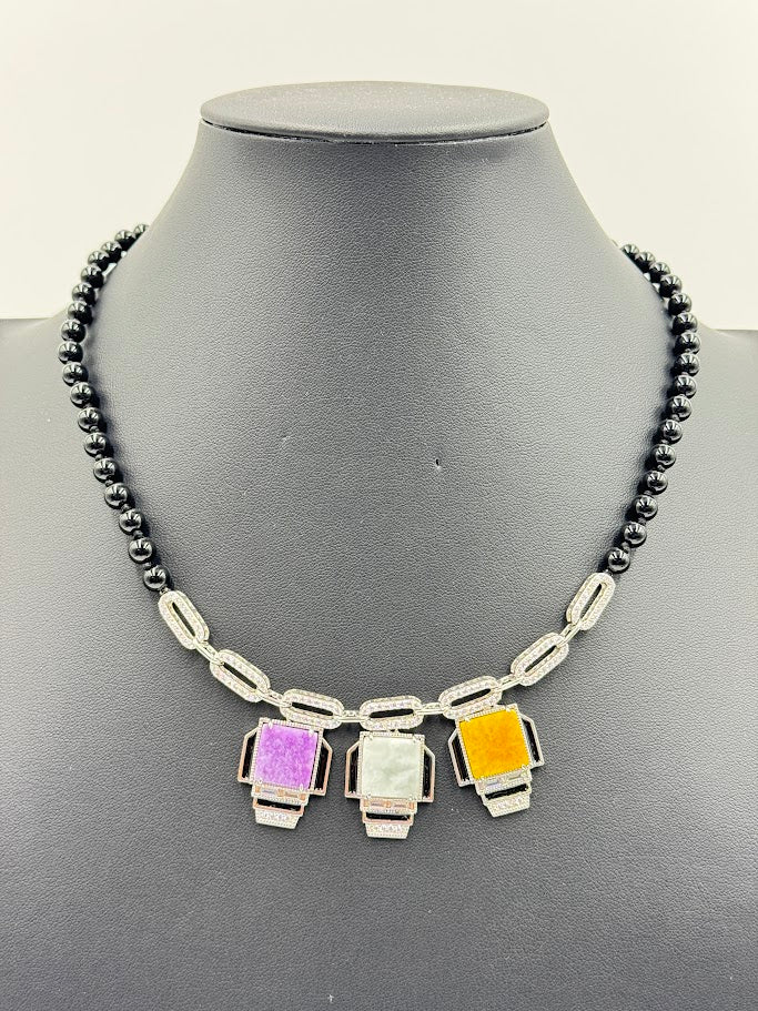 Jade of Yesteryear Multicolor Jade Statement Necklace, 18"