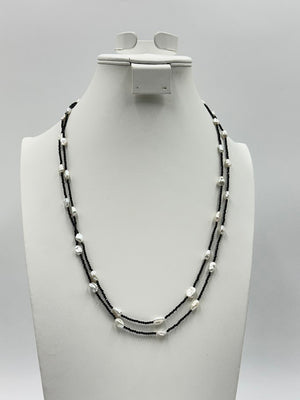 Rarities Sterling Silver Goldclad Black Spinel & Pearl Necklace, 54"