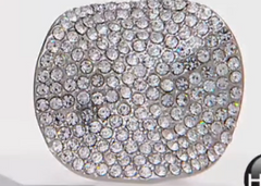 Sigal Style Wave Crystal Stainless Steel Ring, Size 6