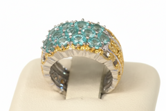 Gems By Michael Sterling Silver Dauphin Apatite 3Row Band Ring, Size 5