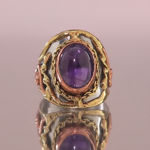 Anju Simulated Amethyst Oval Adjustable Ring