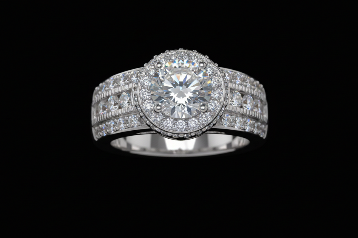 Absolute Sterling Silver Cubic Zirconia Pave Engagement Ring, Size 7