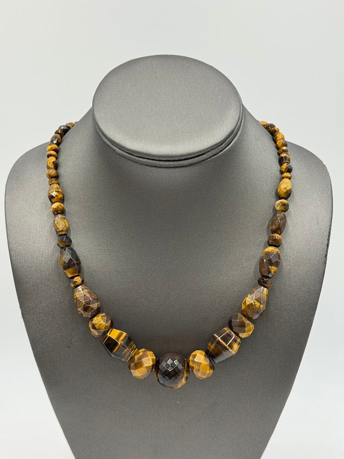 Jay King Sterling Silver Tiger's Eye Multi-shape Faceted Necklace, 18"